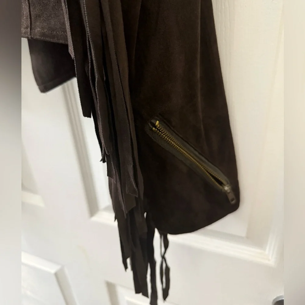 Vintage Boho Brown Fringe Women's Jacket - Picture 4 of 4